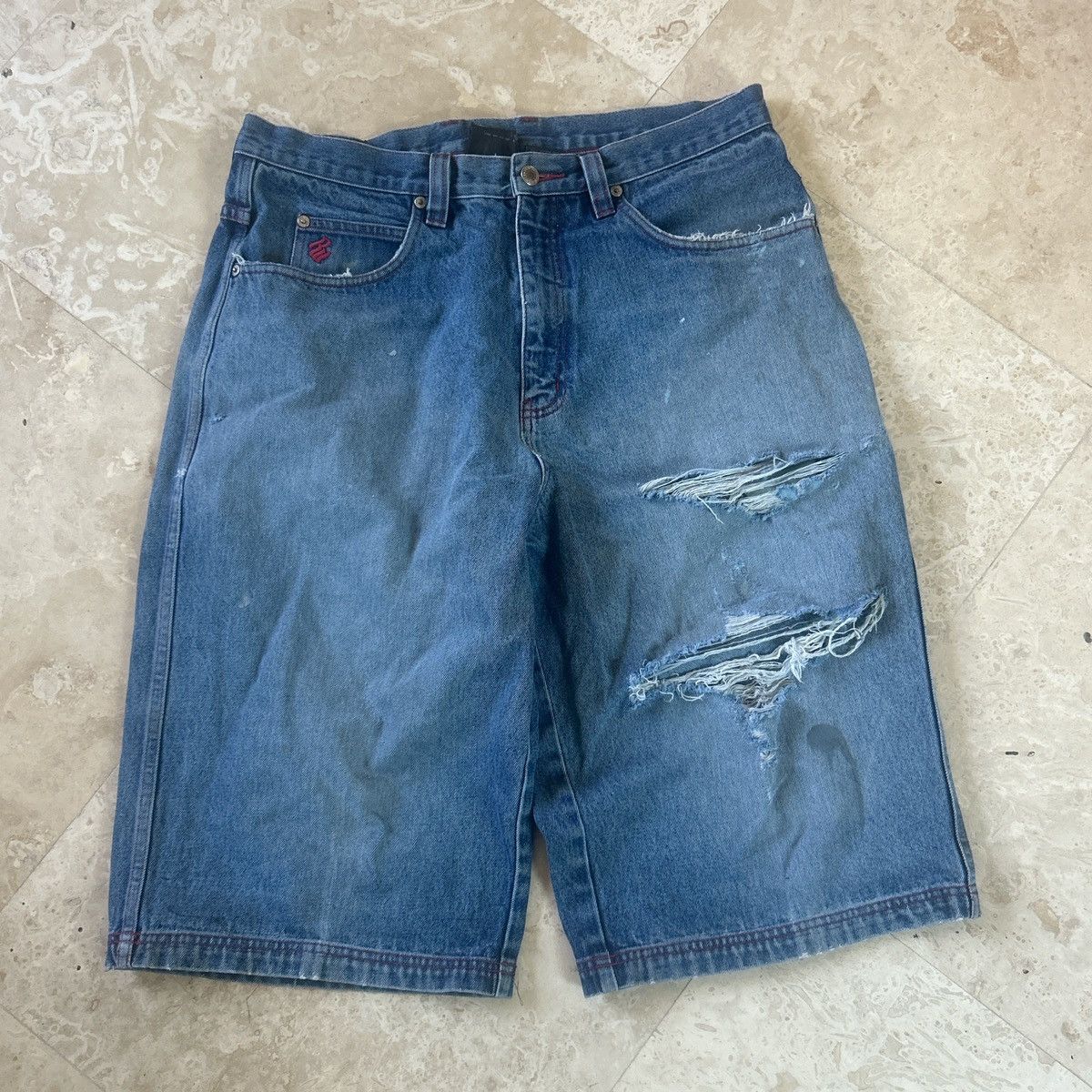 Rocawear VINTAGE BLUE ROCAWEAR DISTRESSED JORTS Size US 35 - 1 Thumbnail