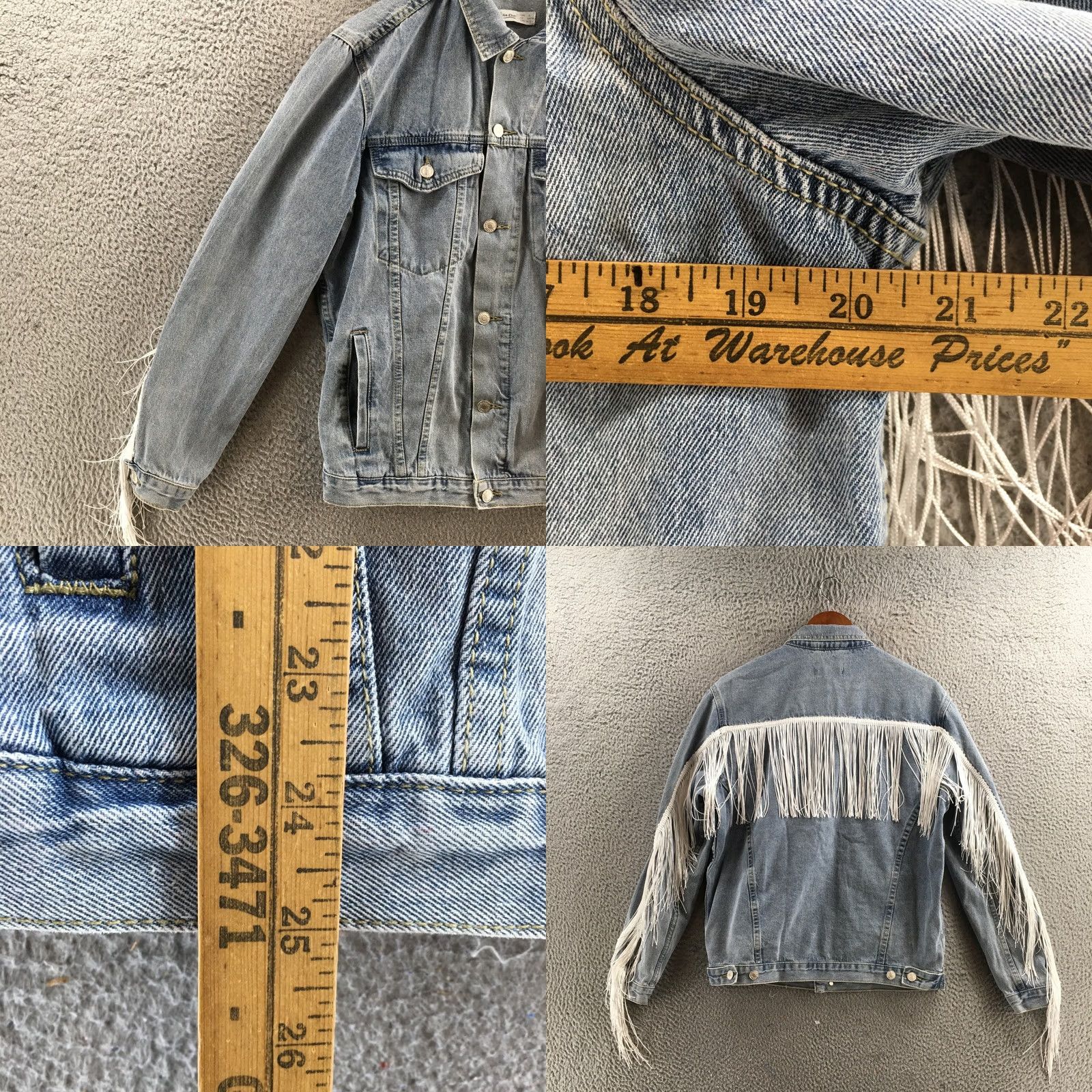 Denime Elia Cher Jacket Womens Small Blue Western Fringe Button Up Denim Jean Coat Shirt Size 28" / US 6 / IT 42 - 8 Thumbnail