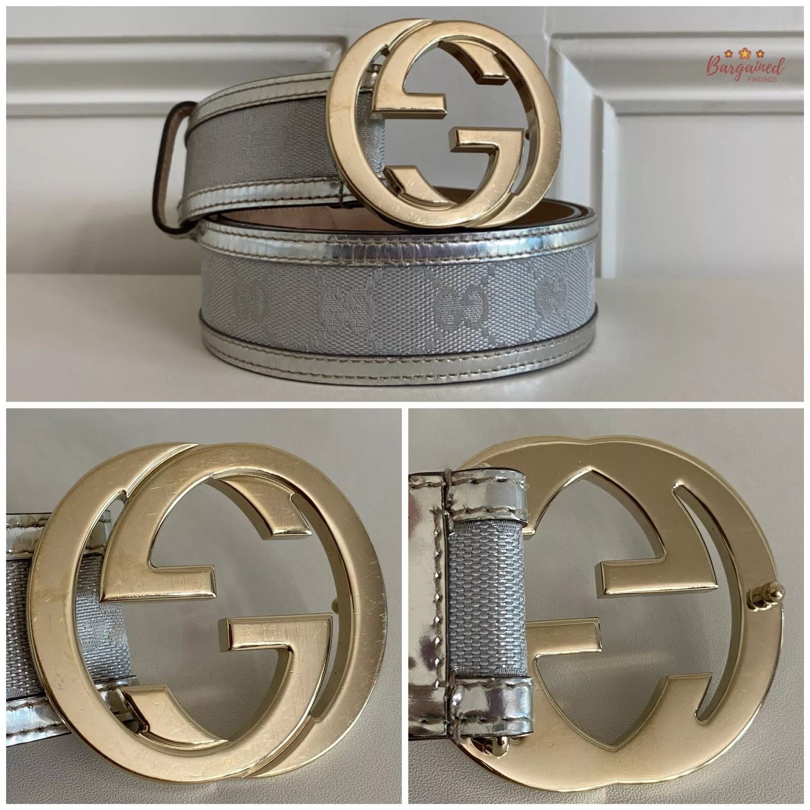 Gucci Gucci Monogram Leather Gold Interlocking G Buckle Belt Size 32 - 10 Thumbnail