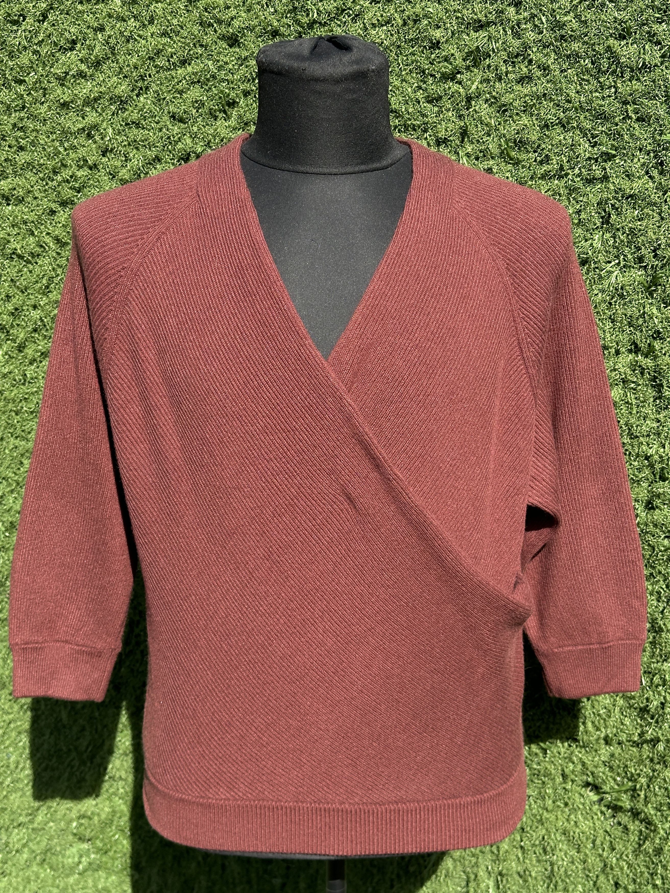 Brunello Cucinelli Brunello Cucinelli 100% Cashmere Wrap Cardigan Burgundy L Size L / US 10 / IT 46 - 2 Thumbnail