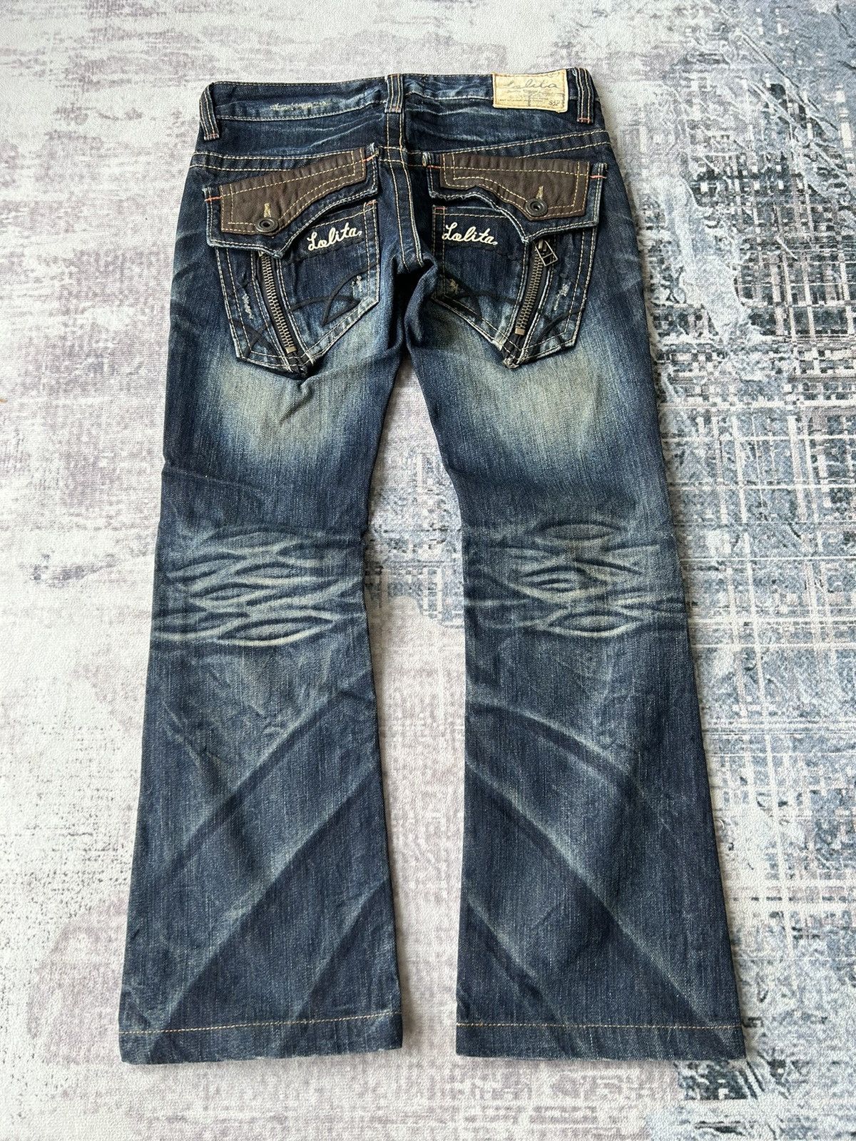 If Six Was Nine Lolita Y2k Design Flared Jeans Size 30" / US 8 / IT 44 - 3 Thumbnail