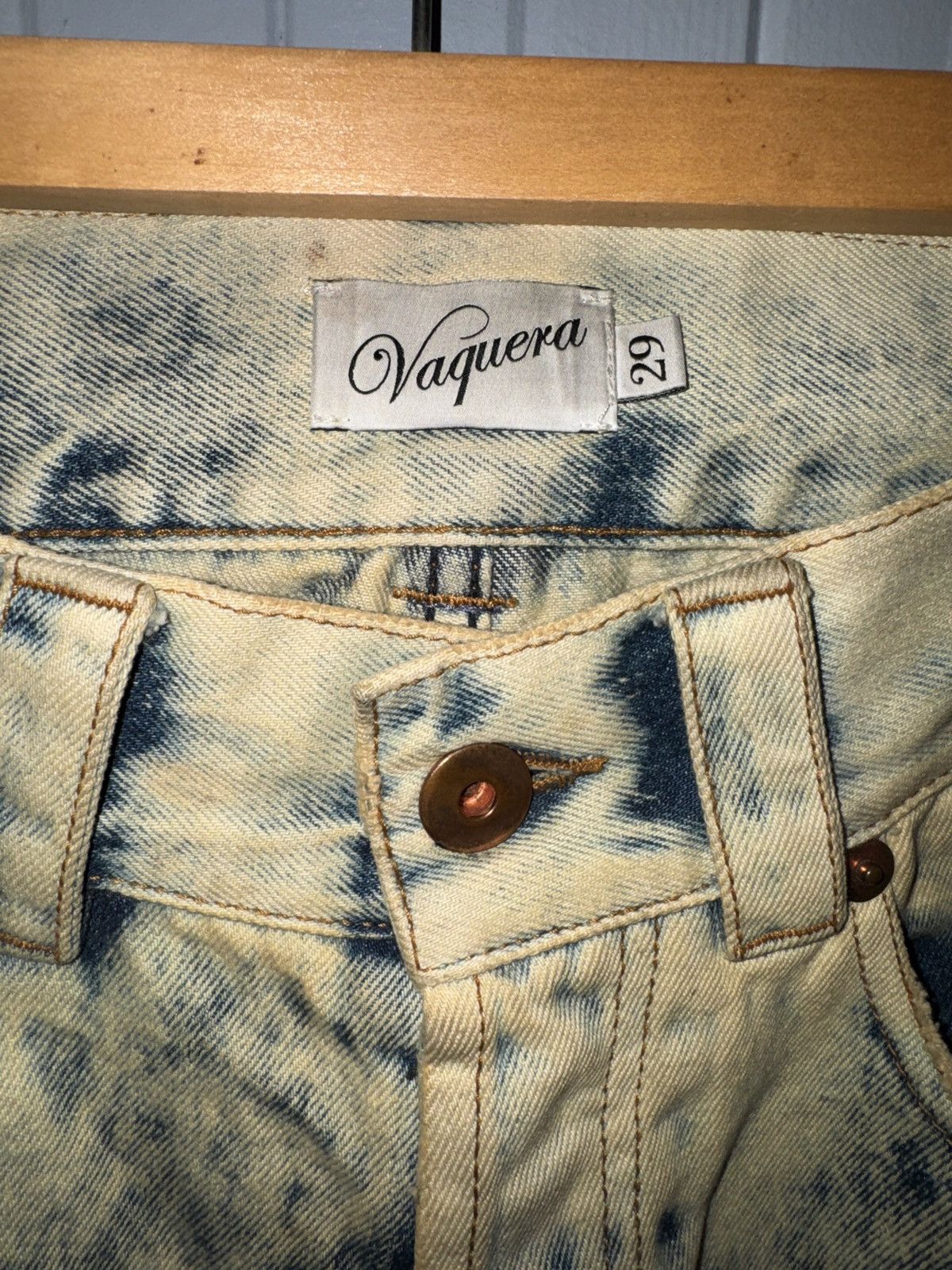 Vaquera Vaquera Distressed Acid Wash Baggy Denim Made In Italy Size US 29 - 4 Thumbnail