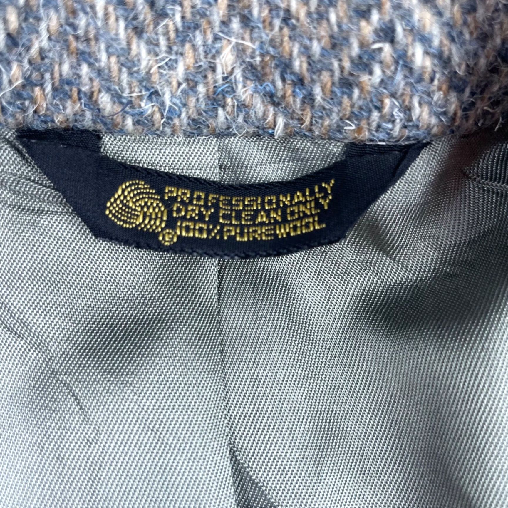 Vintage VINTAGE Nate Friedman Blazer Men 42R Tweed Wool Herringbone Gray Blue Beige 2-Button Notch Lapel Campaign/Business Casual Mens Size 42R - 5 Thumbnail