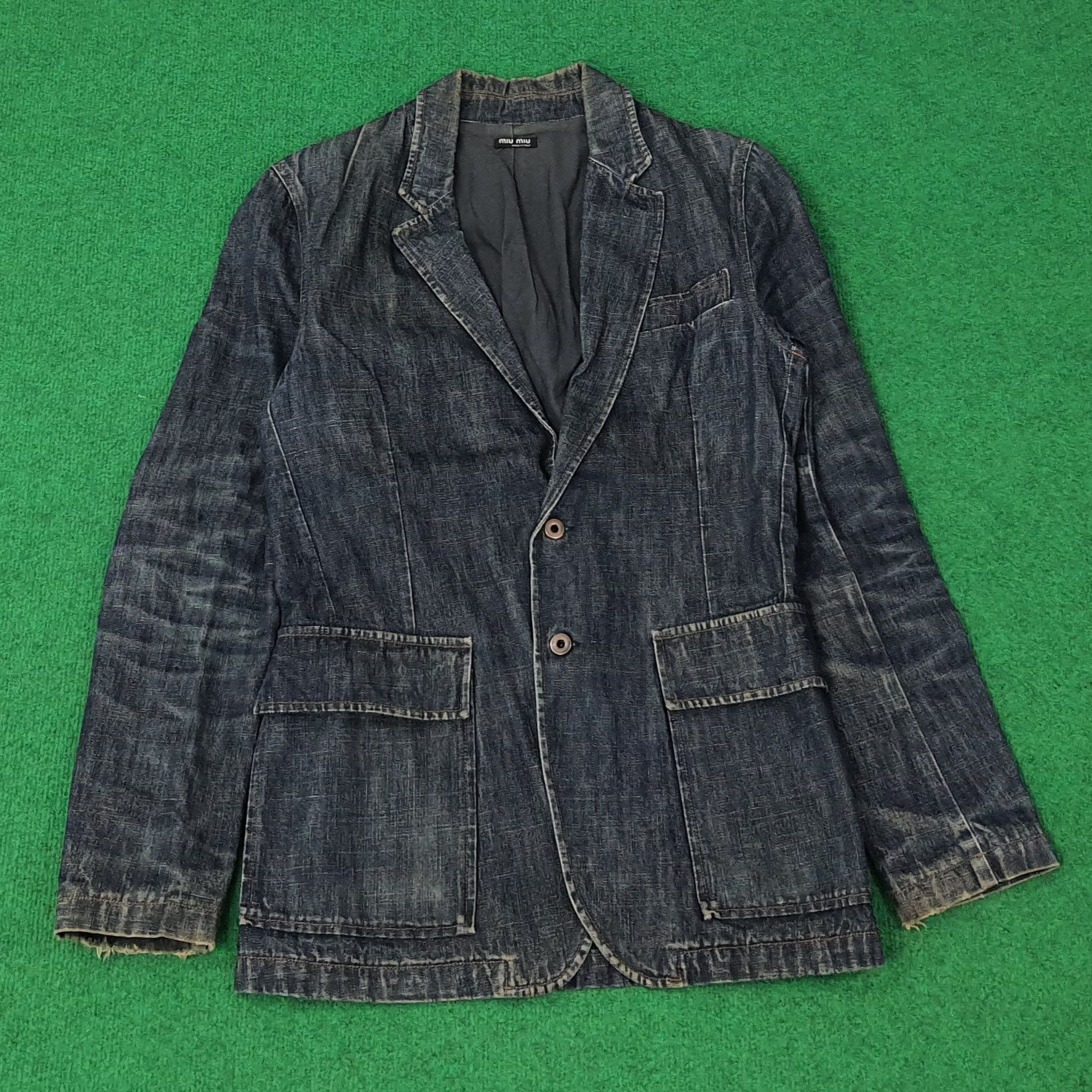 Miu Miu Vintage Miu Miu by Prada Denim Fiammato Blazer C256N2 Size XS / US 0-2 / IT 36-38 - 1 Thumbnail