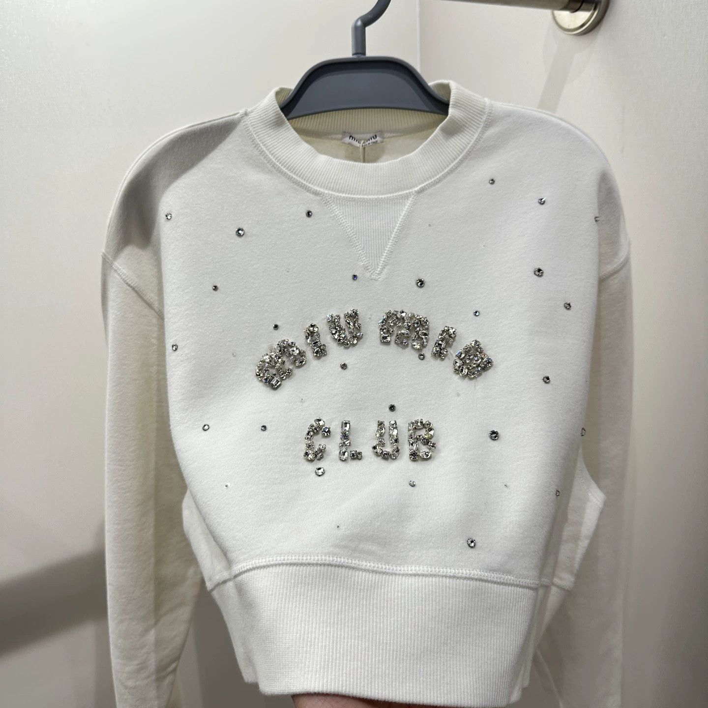 Miu Miu Miu Miu mar221 crystal logo long-sleeve xs sweatshirt Size XS / US 0-2 / IT 36-38 - 6 Thumbnail