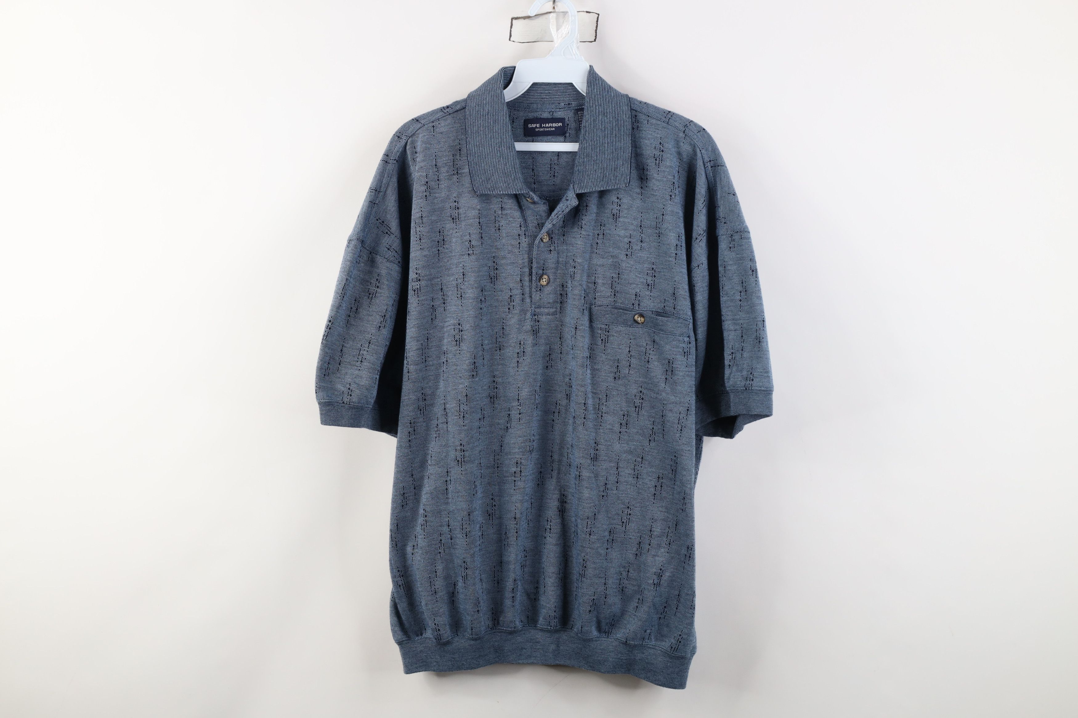 Vintage Vintage 90s Streetwear Fleck Knit Pullover Polo Shirt Blue Size US XL / EU 56 / 4 - 1 Thumbnail