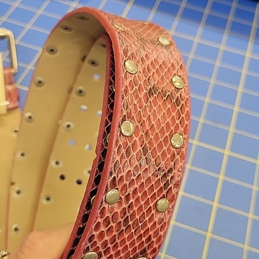 Other Silver Studded Pink Animal Pleather XL Belt 40" Size ONE SIZE - 3 Thumbnail