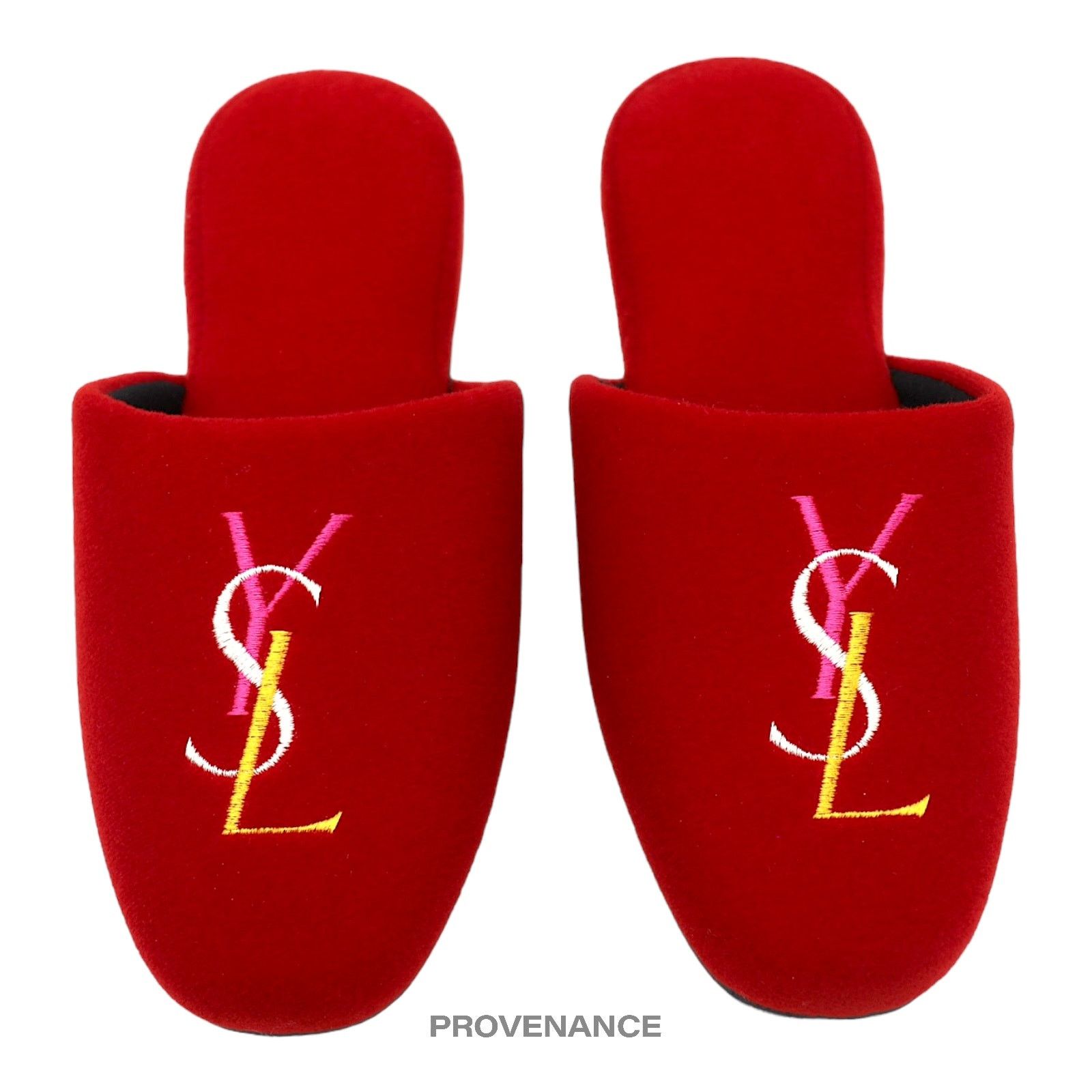 YVES Saint Laurent YSL Logo Slipper - Red Velour, Women's (Size 8)