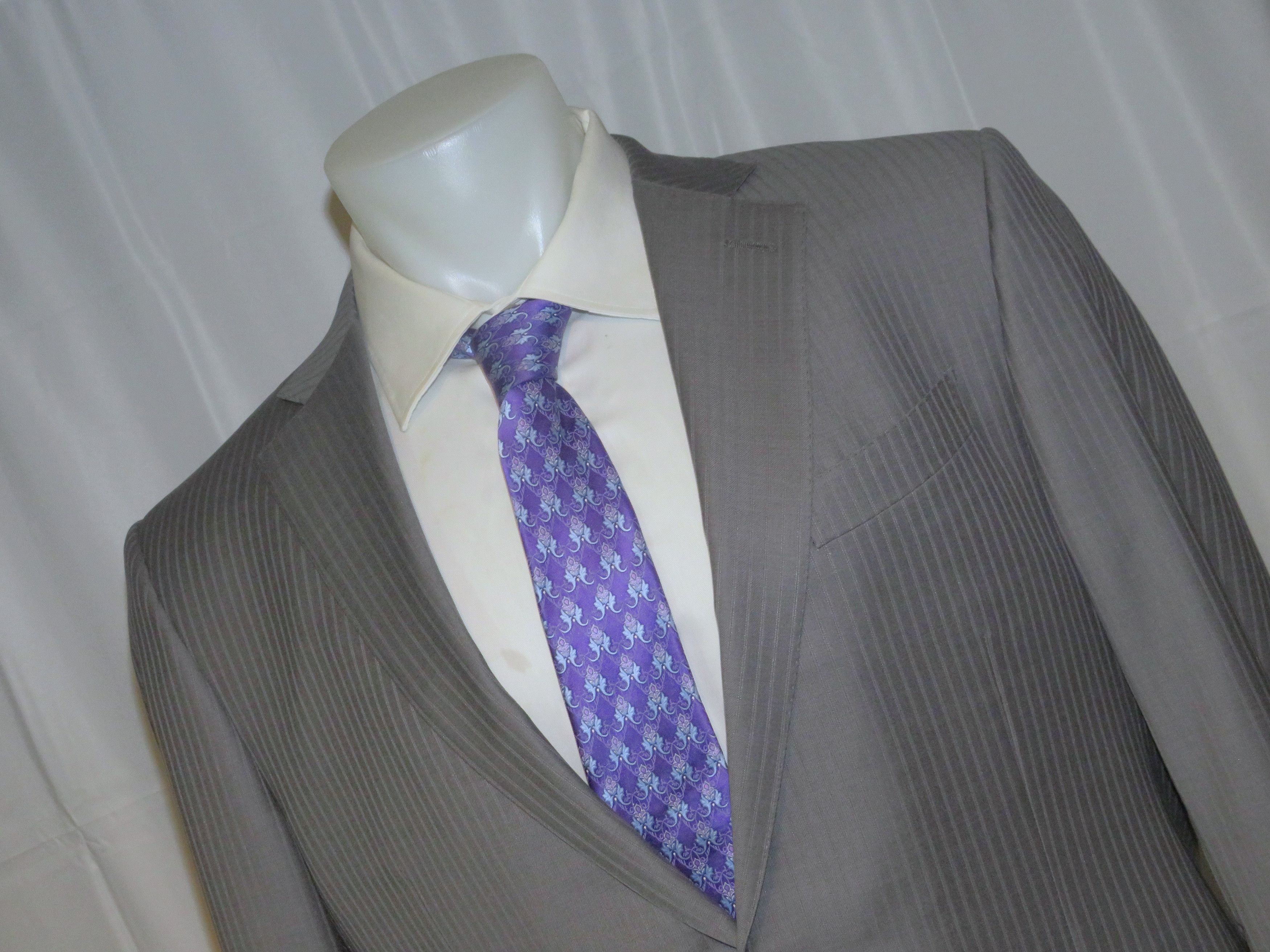 Ermenegildo Zegna Su Misura Trofeo Gray Stripe Current Two Button Suit 44R Size 44R - 6 Thumbnail