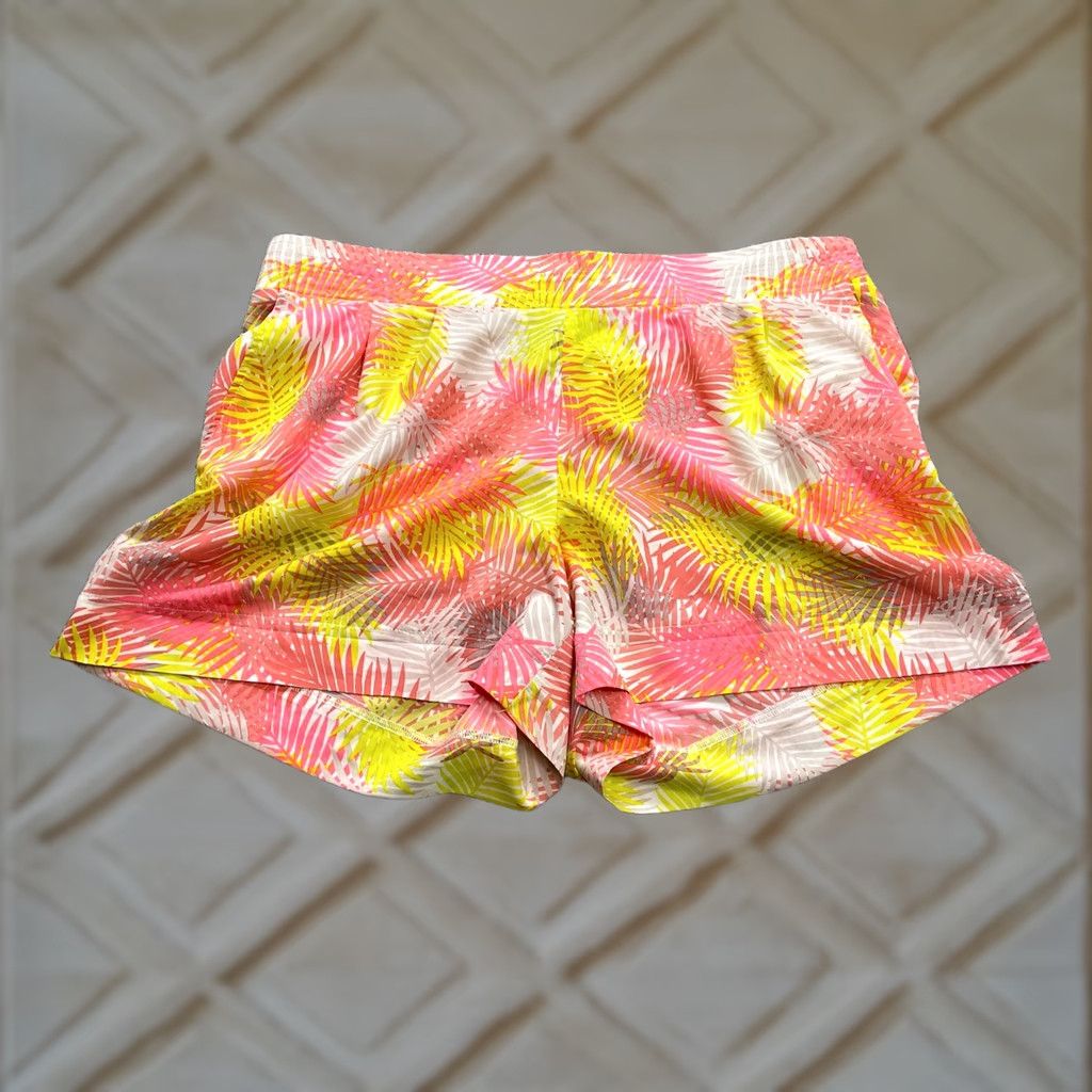 Vintage HeartSoul Shorts Womens 1X Pink Yellow Elastic Waist Light Stretch Tropic Paisley Casual Short Pants Size 25" / US 0 / IT 36 - 1 Thumbnail