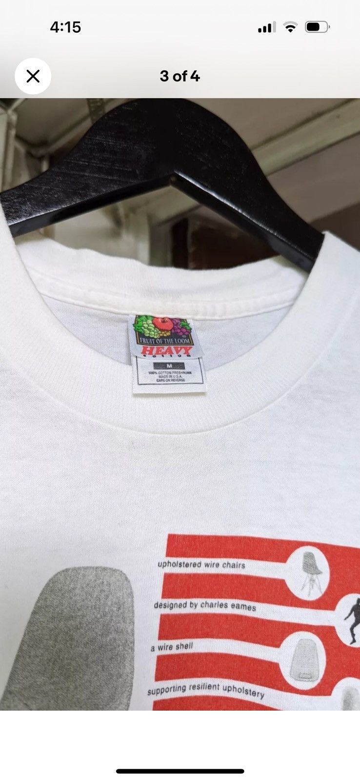 Fruit Of The Loom Herman Miller Wire Chair T Shirt Vintage 90s Art Furniture M Size US M / EU 48-50 / 2 - 3 Thumbnail