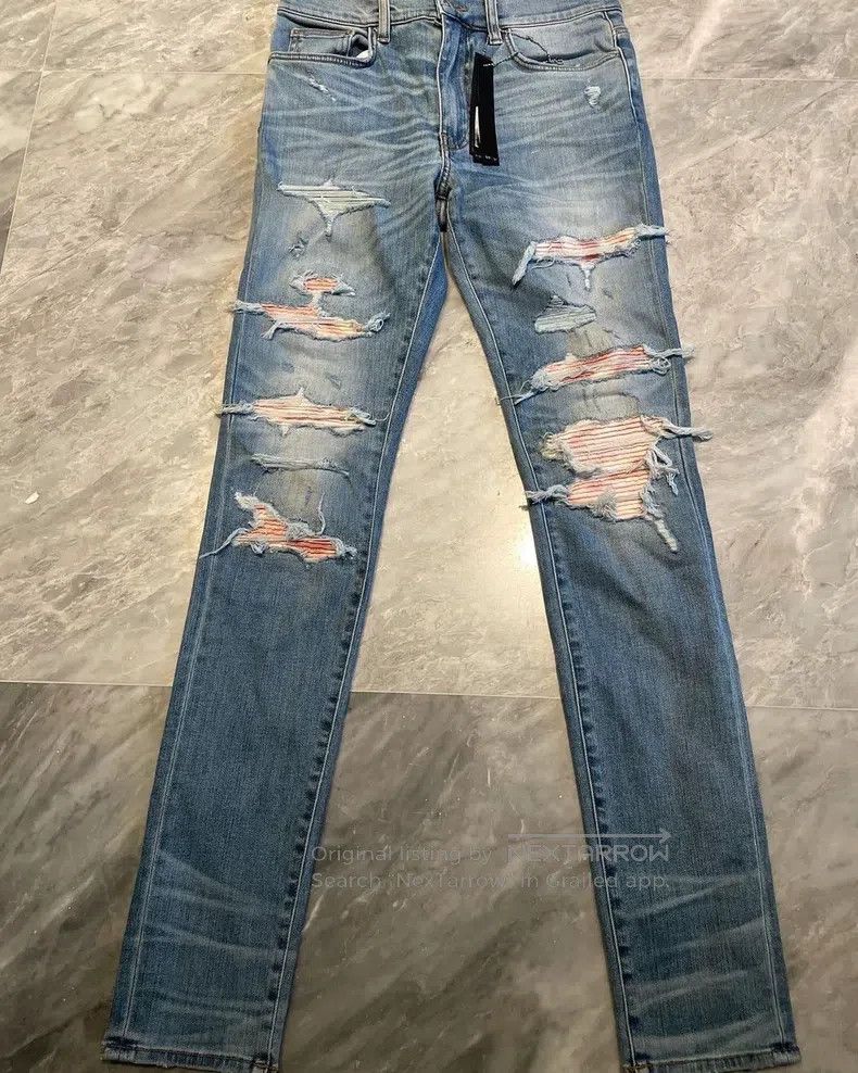 Amiri Amiri Size 32 Blue pastel watercolor rendering patchwork Th Size US 32 / EU 48 - 1 Thumbnail