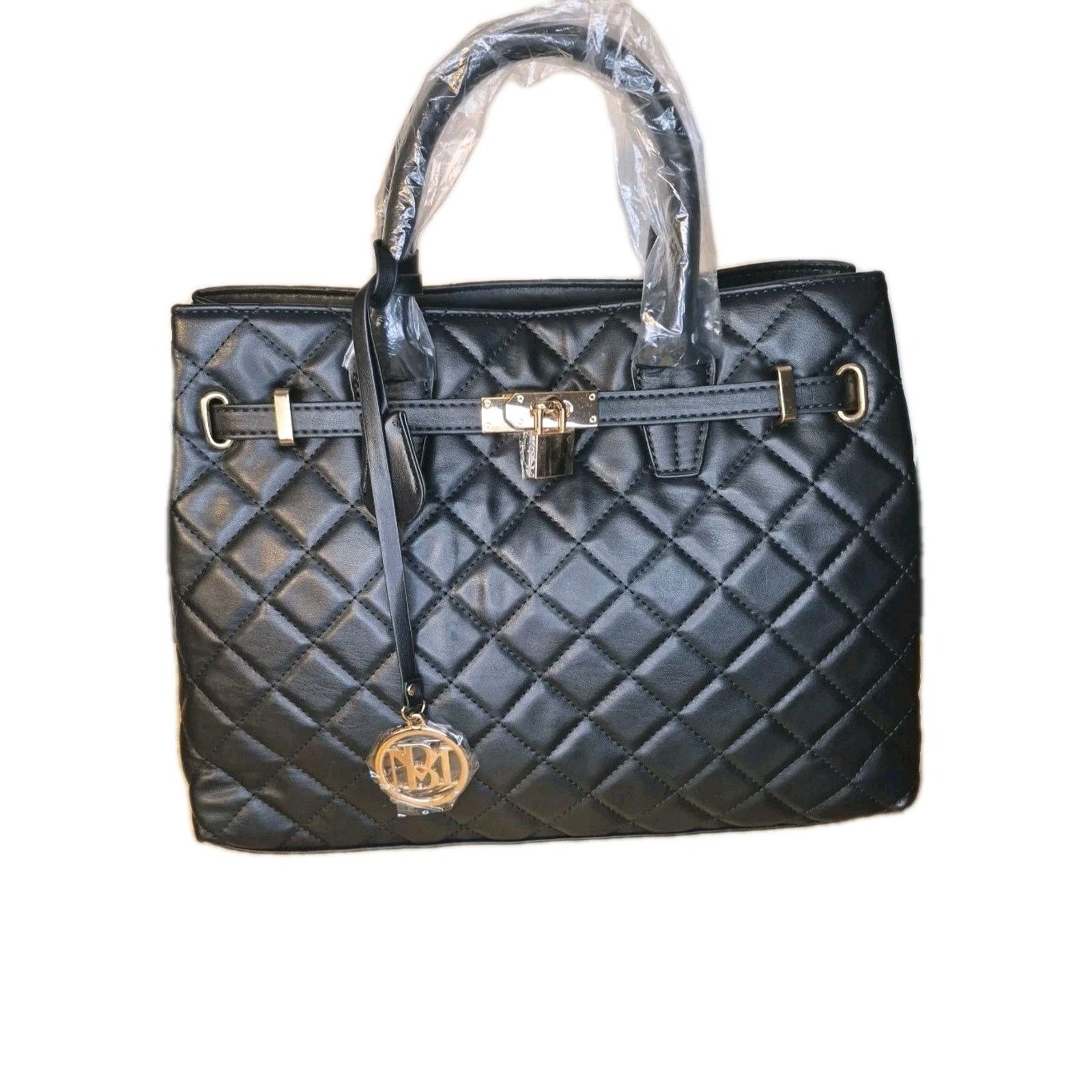 Badgley Mischka Badgley Mischka Studio Black Quilted Vegan Leather Handbag Size ONE SIZE - 6 Thumbnail