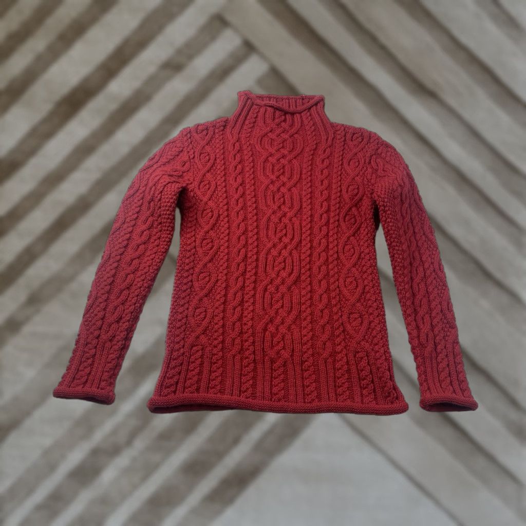Vintage VINTAGE Aran Crafts Womens Sweater XS RED 100% Merino Wool Cable-Knit Crew Neck Pullover Long Sleeve Irish Roll Neck Size XS / US 0-2 / IT 36-38 - 1 Thumbnail