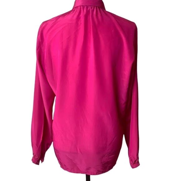 Pinko VINTAGE Blouse Pink 70s 80s Embroidered Button Up Long Sleeve Collared Polyester Medium Womens Retro Festival Hippe Size M / US 6-8 / IT 42-44 - 5 Thumbnail