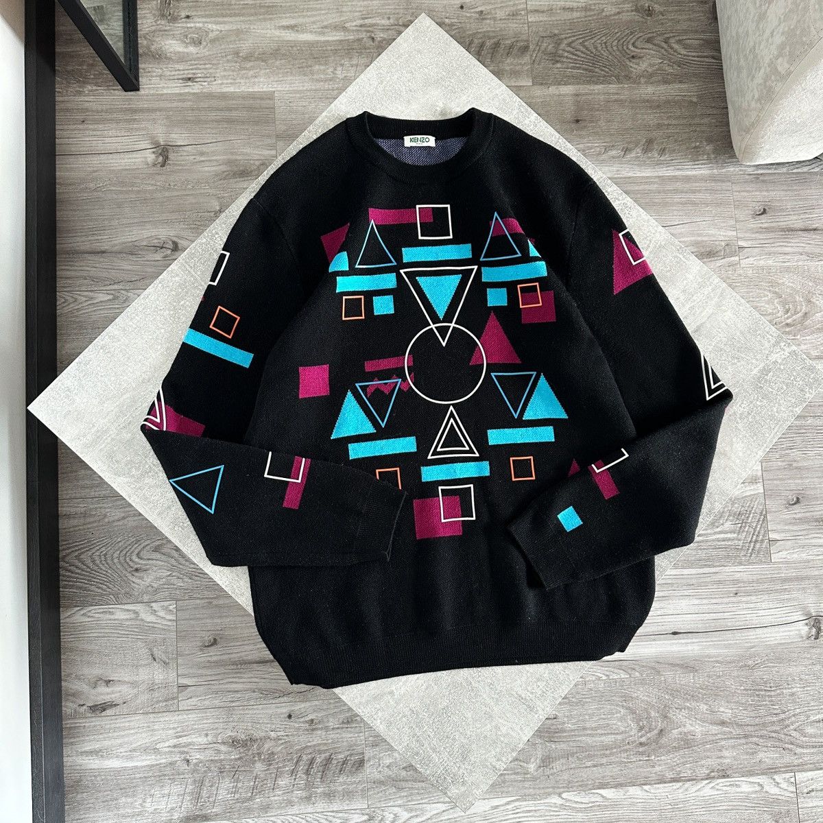 Kenzo Kenzo rare Abstract Knit Wool Sweater Geometric black size M Size US M / EU 48-50 / 2 - 1 Thumbnail