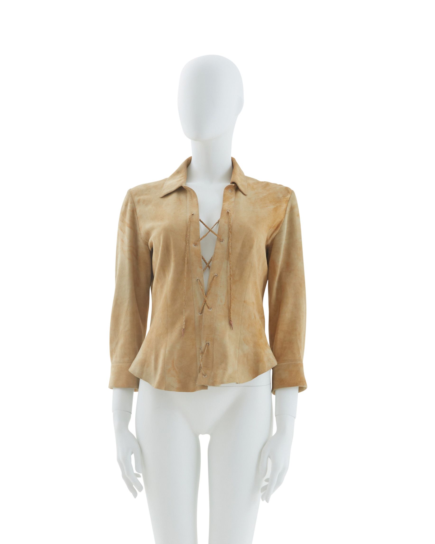 Roberto Cavalli F/W 1999 Tan suede top Size S / US 4 / IT 40 - 1 Thumbnail