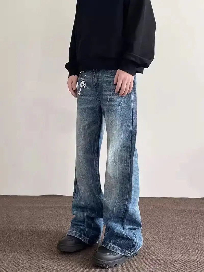 Japanese Brand Street distressed corrugated crease micro-flared jeans y2k Size US 32 / EU 48 - 4 Thumbnail