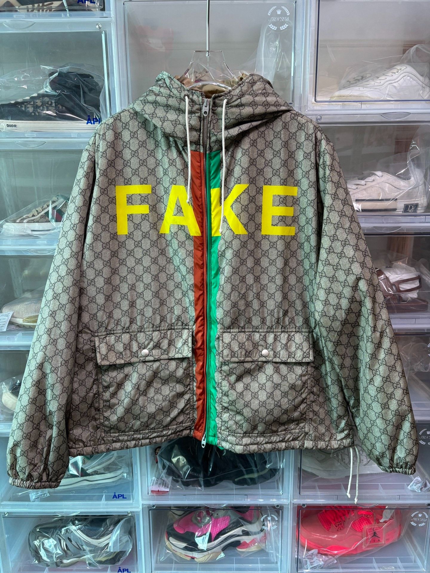 Gucci Gucci Brown Letter Print Hooded Jacket Size US M / EU 48-50 / 2 - 1 Thumbnail