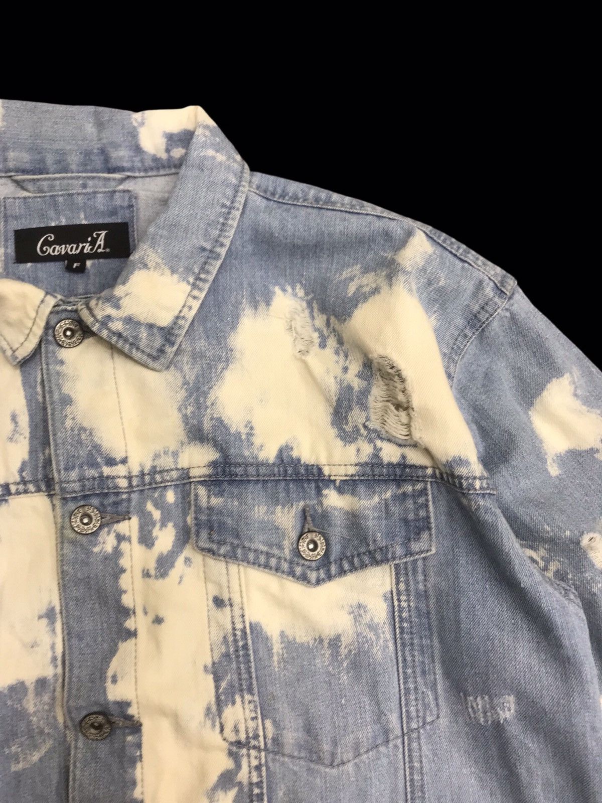 Japanese Brand 💥DENIM ART💥CavariA Rare Bleached Japan Trucker Denim F229 Size US XL / EU 56 / 4 - 8 Thumbnail