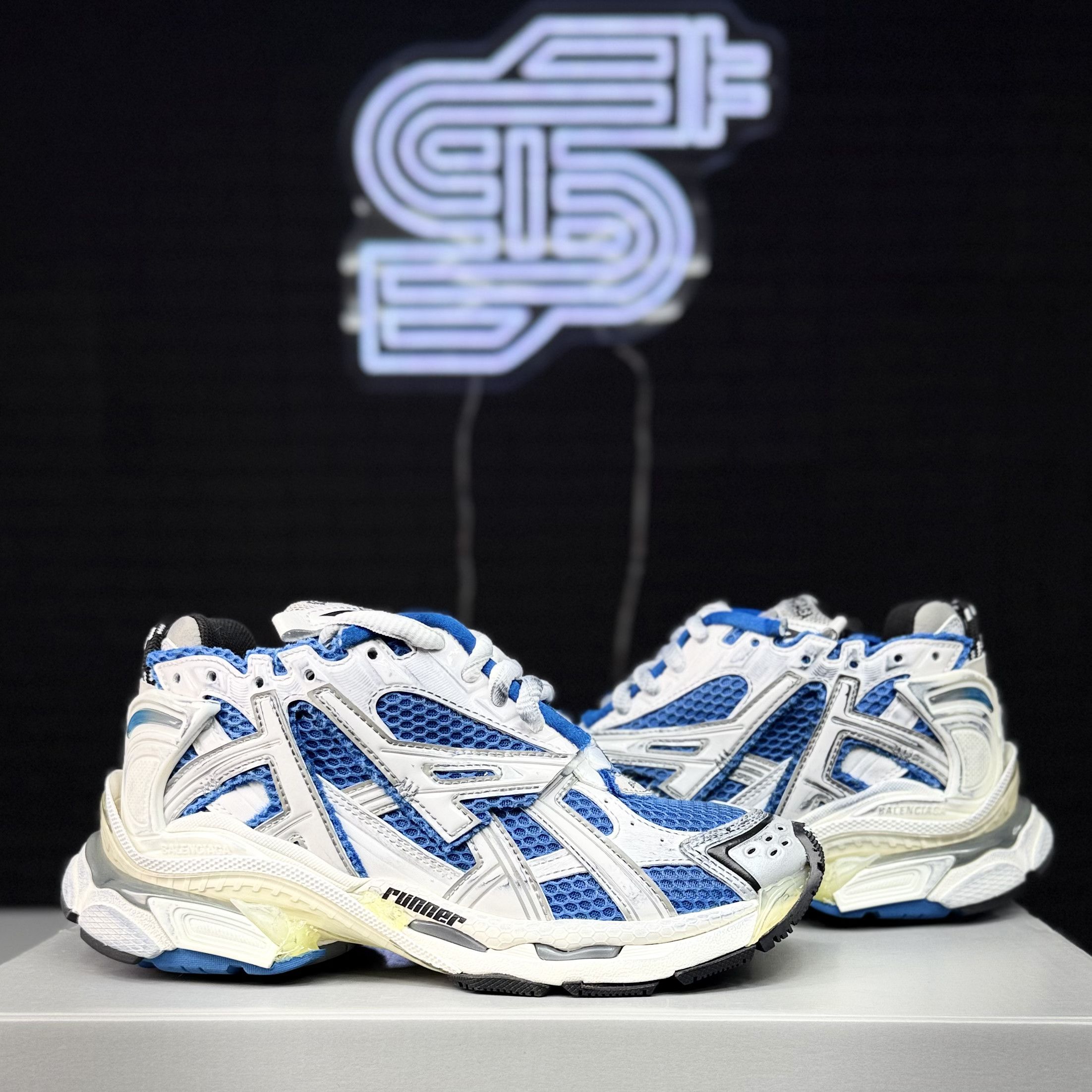 Balenciaga Balenciaga Runner Blue/White Size US 4 / IT 34 - 4 Thumbnail