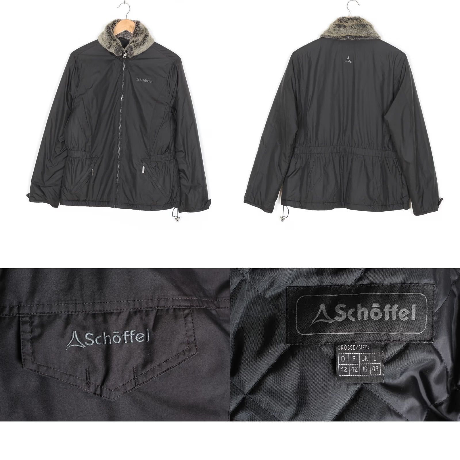 Vintage SCHOFFEL Fairway Jacket Women Size UK 16 D 42 F 42 I 48 Hooded Fur Collar 3 in 1 Size XXL / US 16-18 / IT 52-54 - 8 Thumbnail