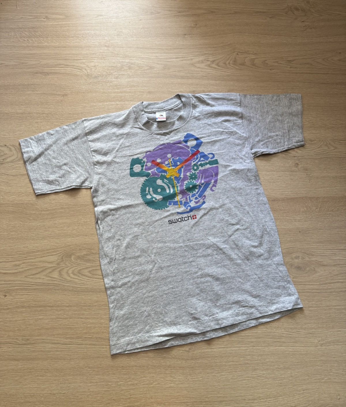 Fruit Of The Loom x Swatch Vintage 90S Swatch Watch Swiss Quartz T-Shirt in Grey (Size Large)