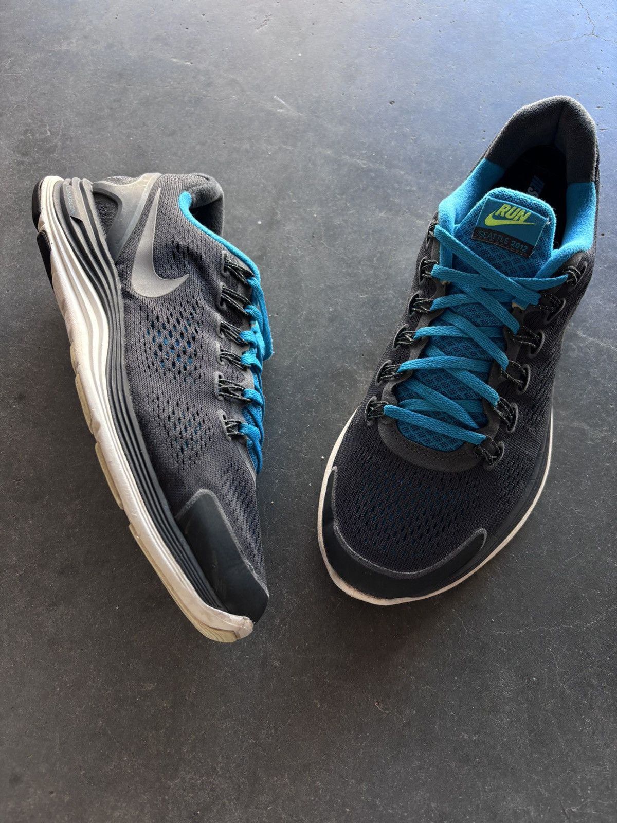 Nike 2012 Nike Promo Sample Lunarglide +4 Run Seattle Marathon 11 Size US 11 / EU 44 - 15 Thumbnail