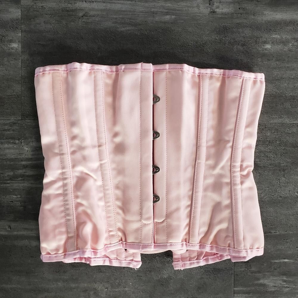 Silva Baby Pink Mesh & White Satin Lace Underbust Corset main image 0