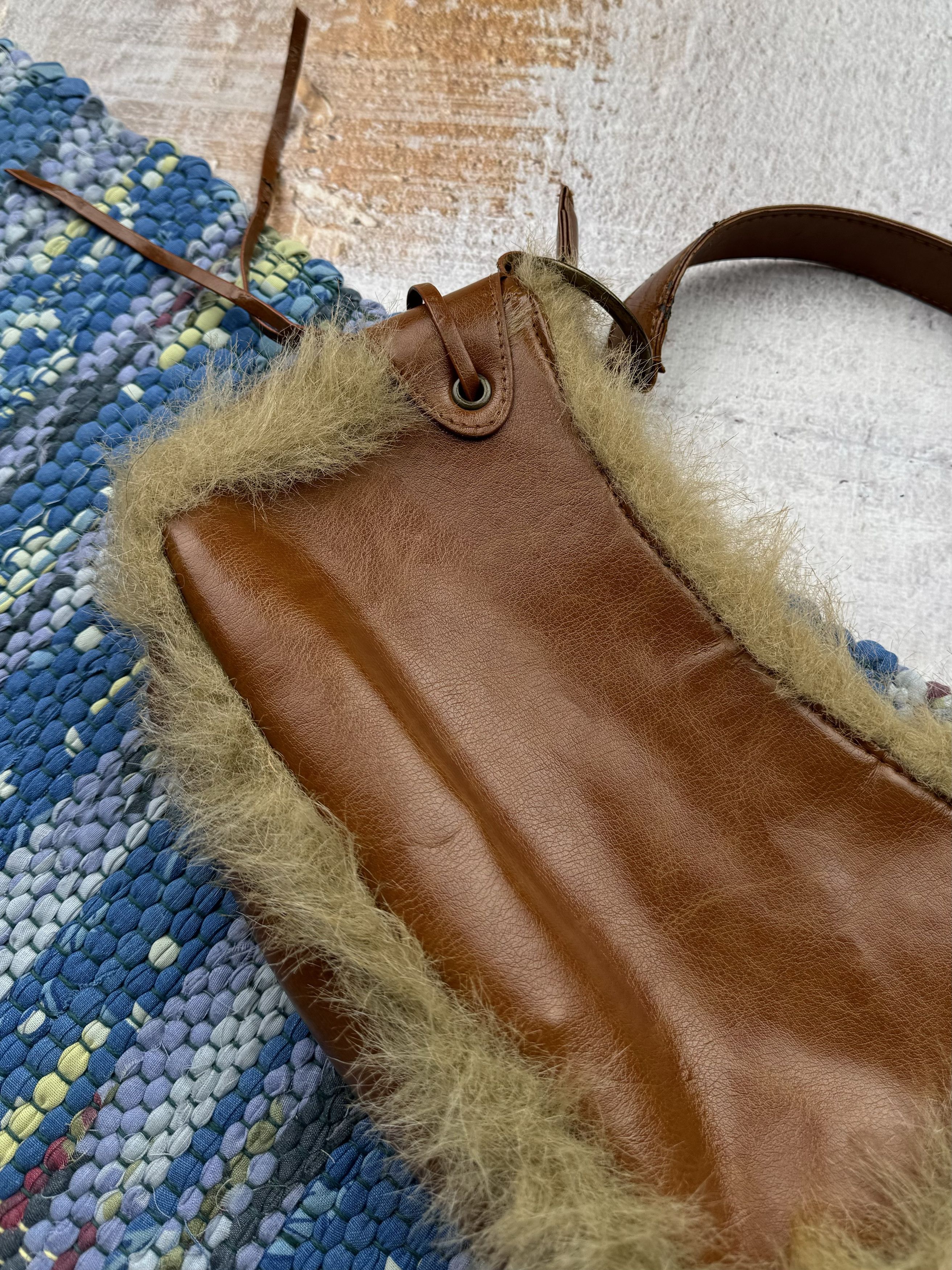 Vintage Vintage Handle Bag With Faux Fur A373D15(389) Size ONE SIZE - 8 Thumbnail