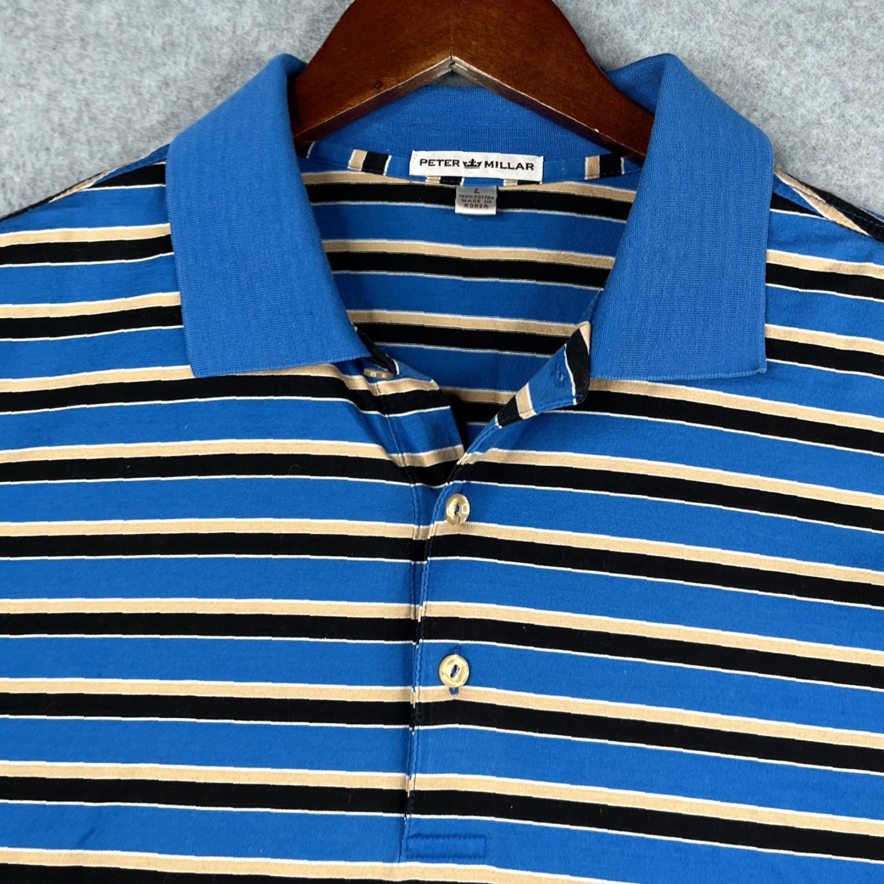Peter Millar Peter Millar Polo Shirt Large Blue Striped Casual Preppy Lightweight Mens Size US L / EU 52-54 / 3 - 3 Thumbnail