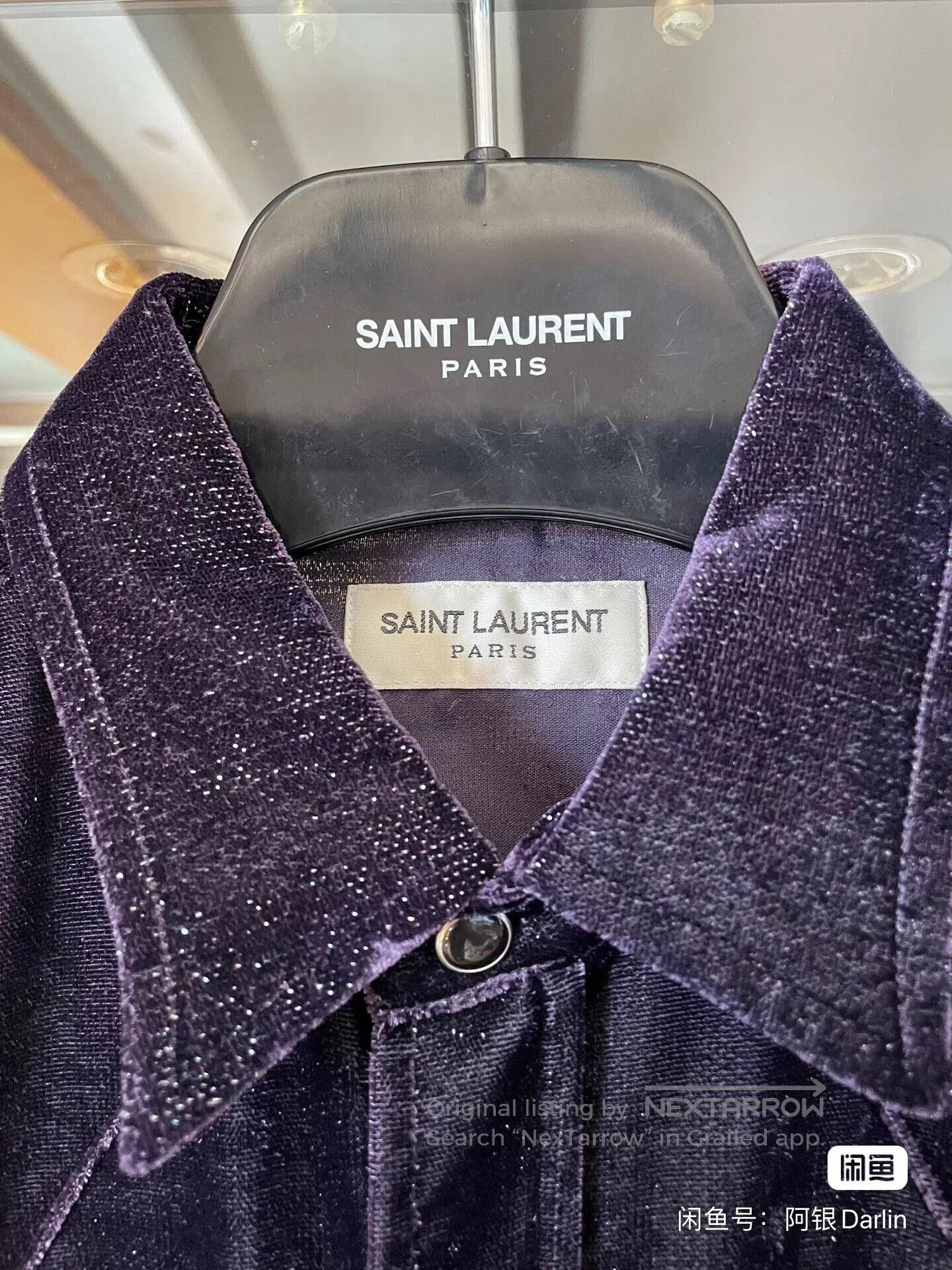 Saint Laurent Paris saint laurent purple velvet shirt with sparkle. Size M / US 6-8 / IT 42-44 - 5 Thumbnail