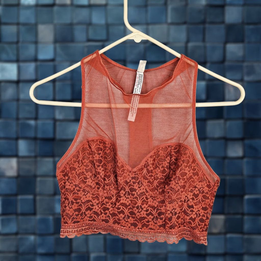Free People Free People Racerback Cropped Tank S Orange Nylon Spandex Women Slim Fit Casual Short Sleeve Size S / US 4 / IT 40 - 1 Thumbnail