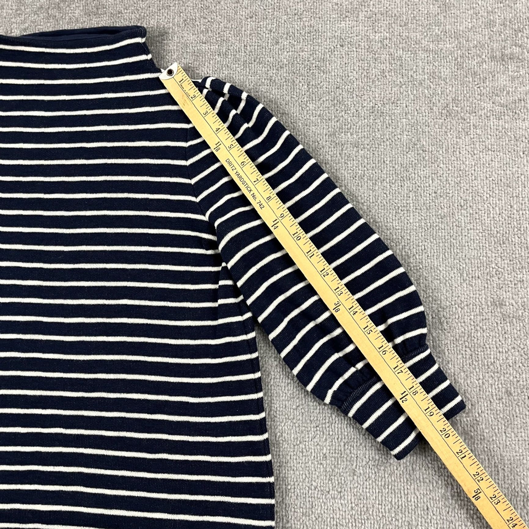 Madewell Madewell Mockneck Sweater Top Striped Womens XS Knits Pullover Gathered Sleeve Dark Nightfall Blue Casual Womens XS Size XS / US 0-2 / IT 36-38 - 4 Thumbnail