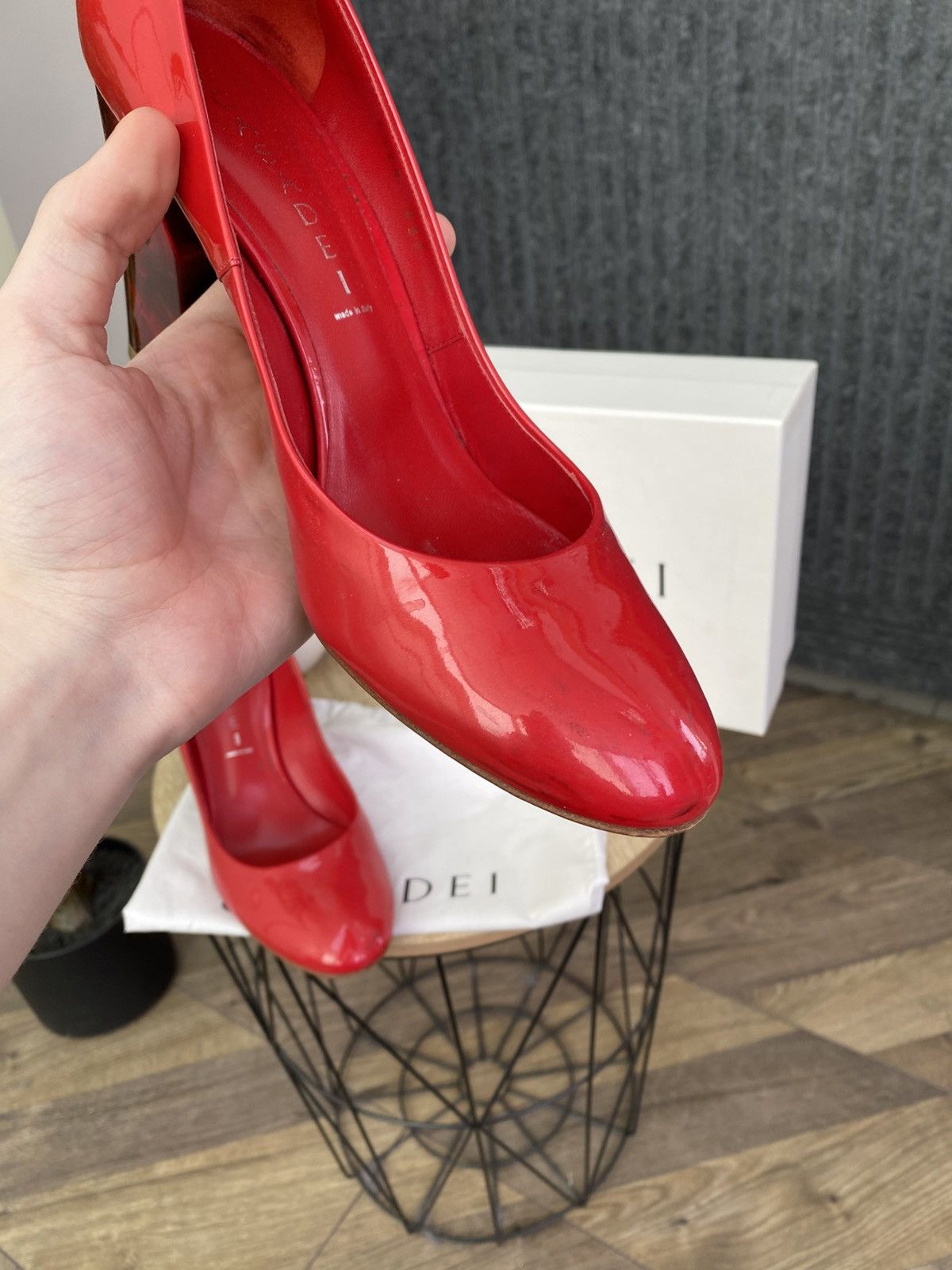 Casadei Casadei Red Patent Leather Pumps Heel Designer High Heels Size US 9 / IT 39 - 9 Thumbnail