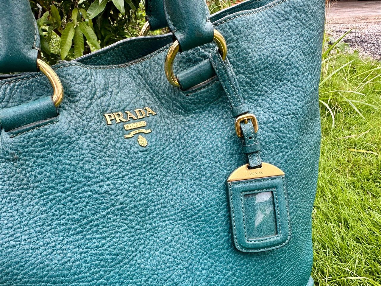 Prada Authentic Prada Vitello Daino Turchese Shopping Tote Bag Size ONE SIZE - 8 Thumbnail