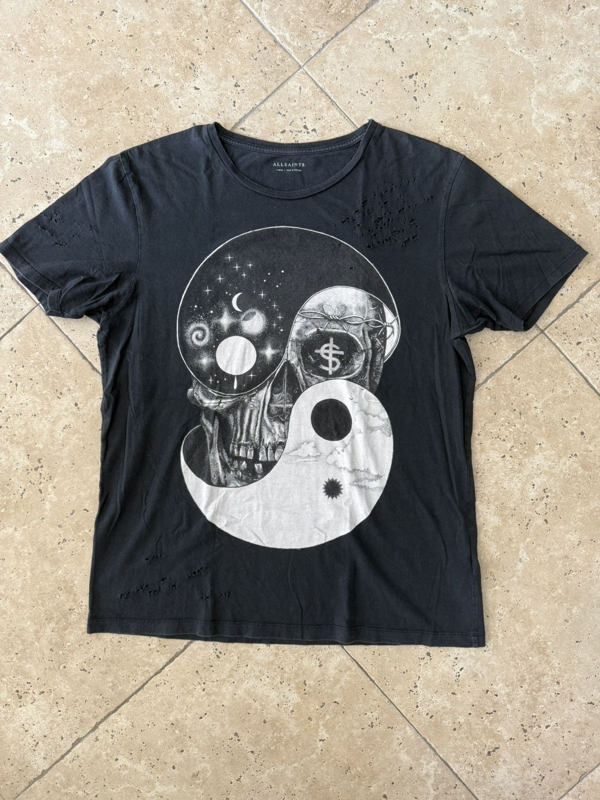 Allsaints Allsaints Yin Yang Skull Graphic T-Shirt Size US L / EU 52-54 / 3 - 1 Thumbnail