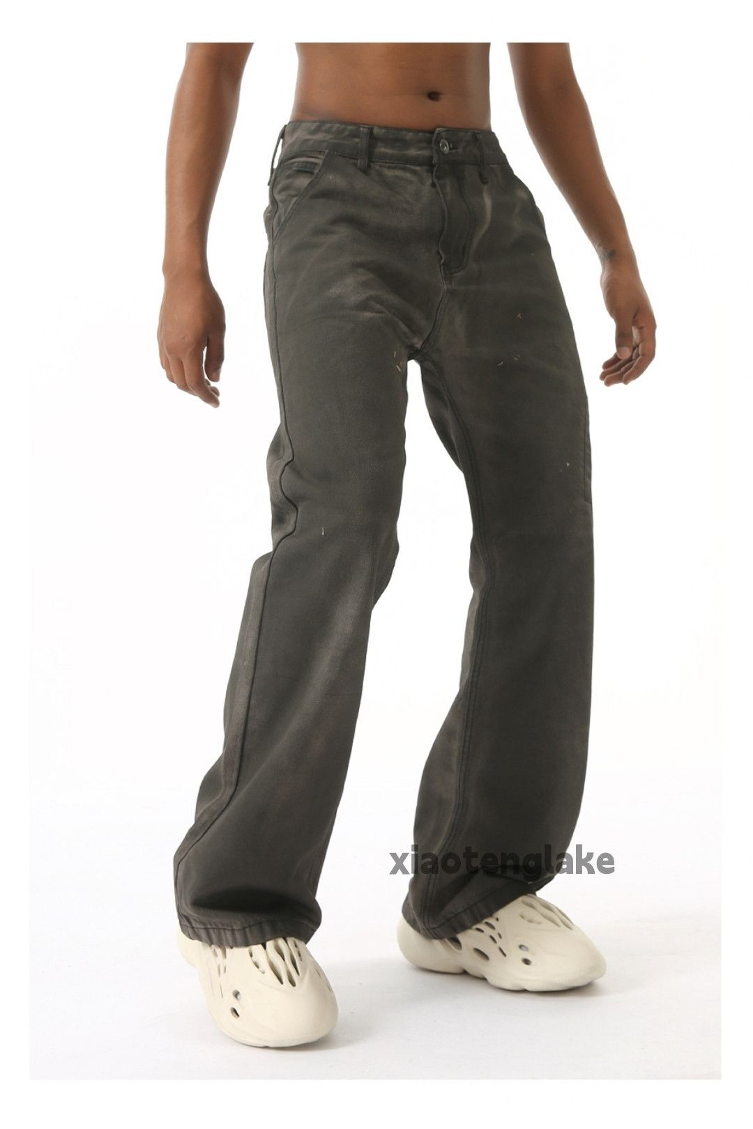 Jean × Vintage washed faded stain punk grunge zipper flared jeans Size US 33 - 3 Thumbnail