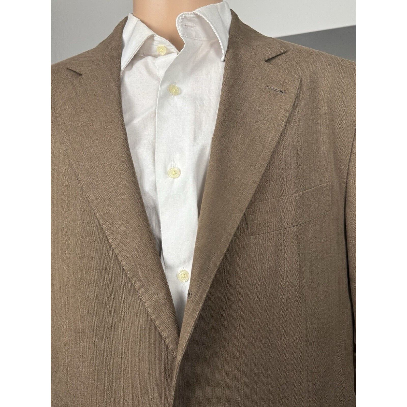 Brunello Cucinelli Brunello Cucinelli Brown Herringbone 100%cotton Blazer 52/42 Size 42R - 3 Thumbnail