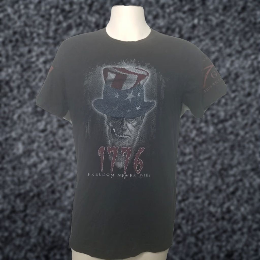 Vintage Grunt Style Shirt Mens L Black 1776 Freedom Never Dies USA Uncle Sam Size US L / EU 52-54 / 3 - 1 Thumbnail