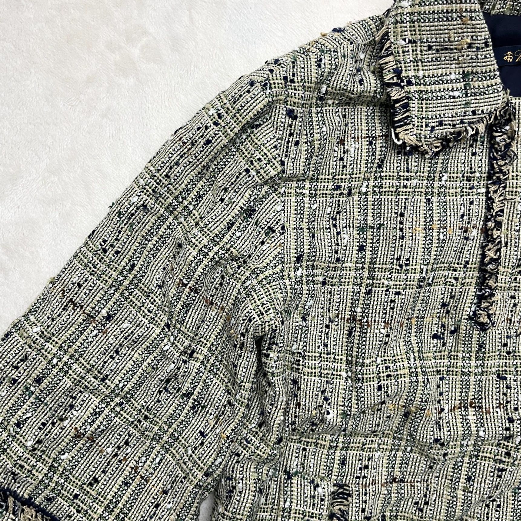 Brooks Brothers Brooks Brothers Jacket Top Blazer Womens 2 Green Tweed Boucle Fringe Lined Plaid Size XS / US 0-2 / IT 36-38 - 5 Thumbnail