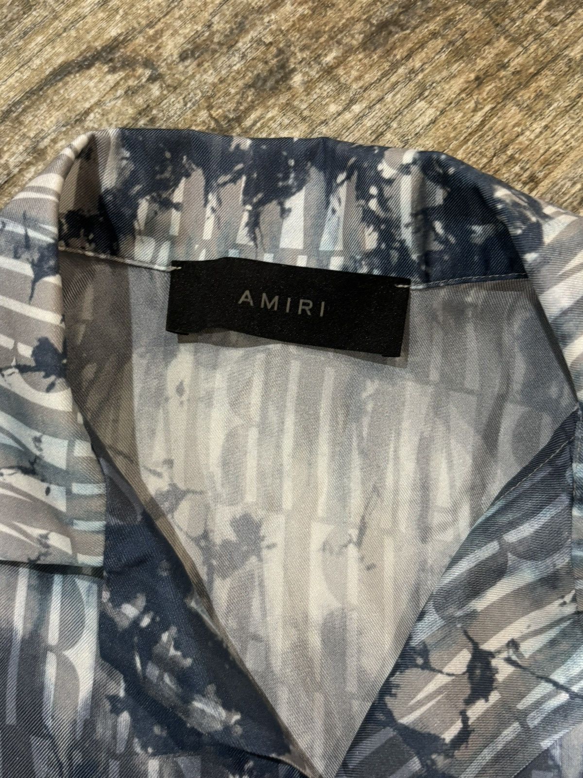 Amiri NWT Blue Tie Dye Repeat Logo Silk Button Up Size US S / EU 44-46 / 1 - 3 Thumbnail