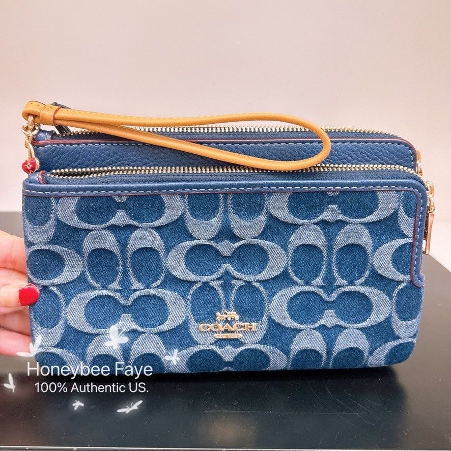 Coach NWT Coach Double Zip Wallet In Signature Denim CZ321 Size ONE SIZE - 1 Thumbnail