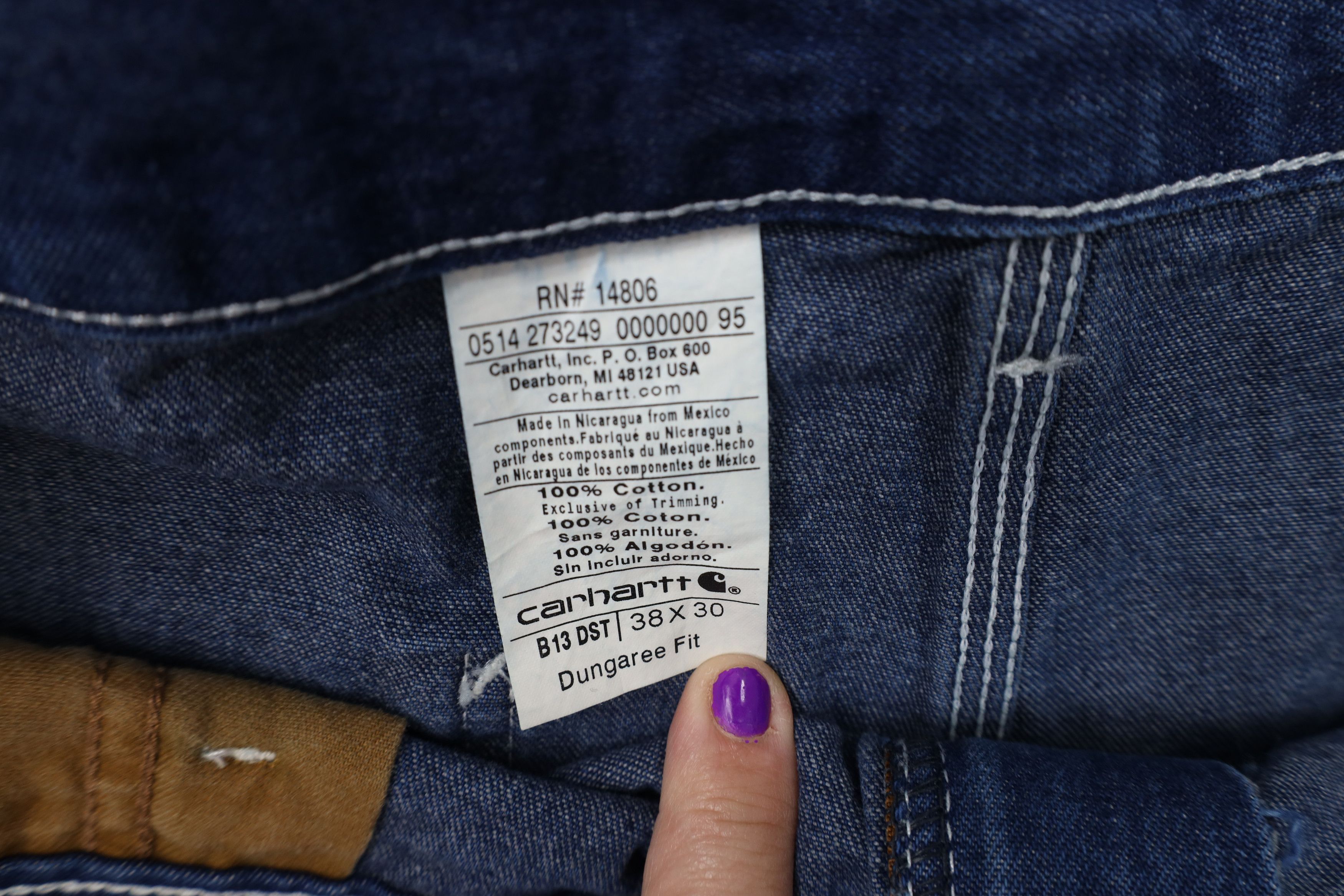 Carhartt Vintage Y2K Carhartt Spell Out Wide Leg Dungaree Jeans Blue Size US 38 / EU 54 - 6 Thumbnail