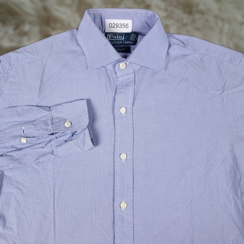 Ralph Lauren Ralph Lauren Shirt 15.5 Blue Check Dress Shirt Button Up Long Sleeve Cotton Regular Mens Size 40R - 1 Thumbnail