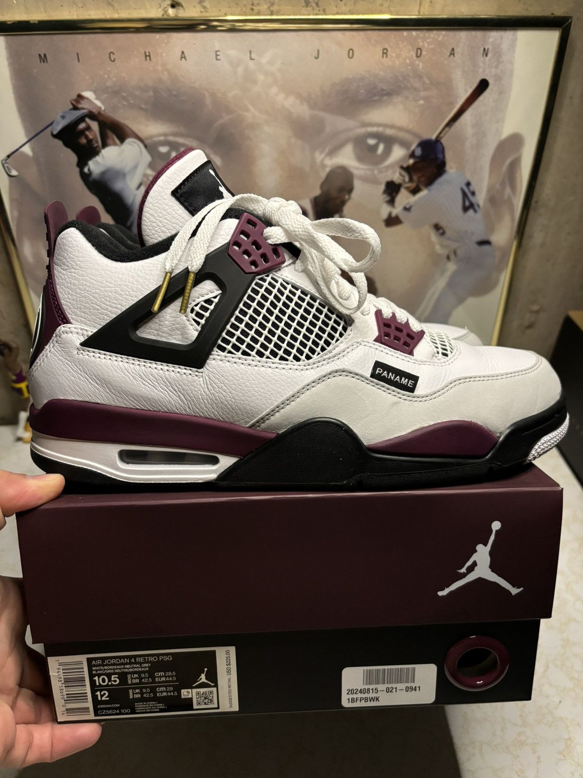 Jordan Brand Jordan Retro 4 “PSG” Size US 10.5 / EU 43-44 - 1 Thumbnail