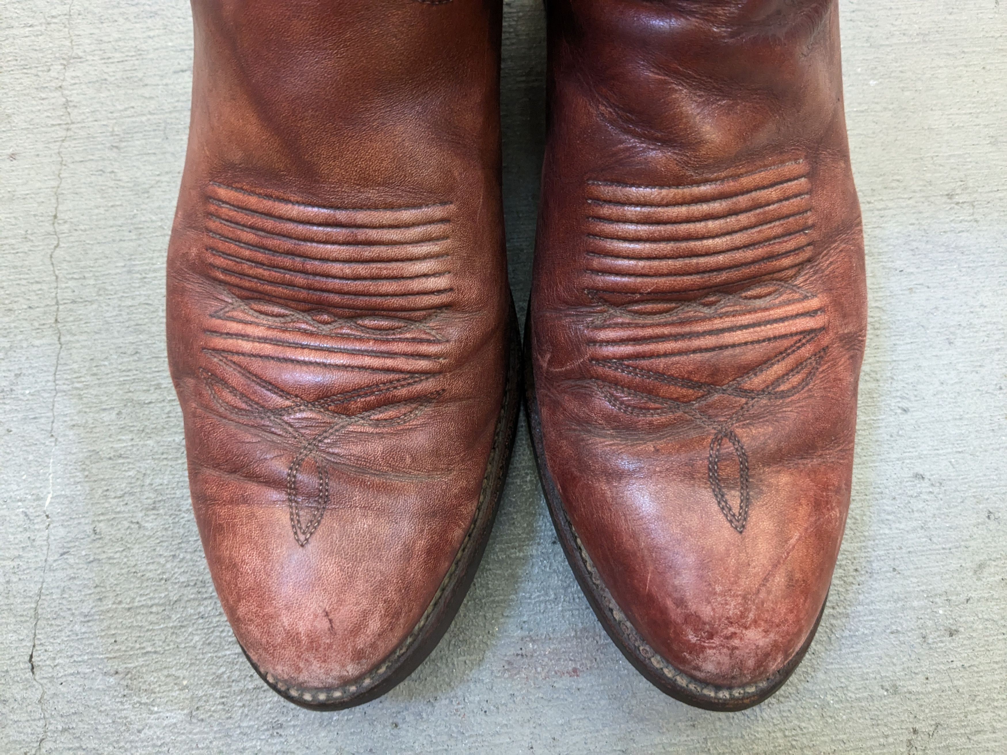 Genuine Leather J Chisholm Cowboy Boots Brown 11 D USA Botas Size US 11 / EU 44 - 5 Thumbnail