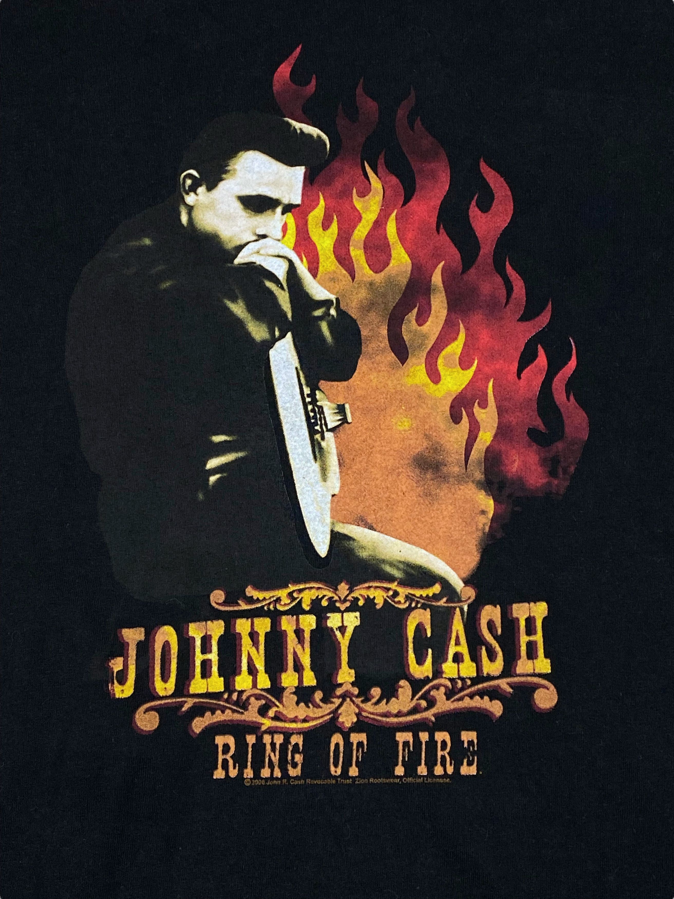 Band Tees 2006 Vintage JOHNY CASH Big Logo Black T-Shirt M719 Size US M / EU 48-50 / 2 - 4 Thumbnail