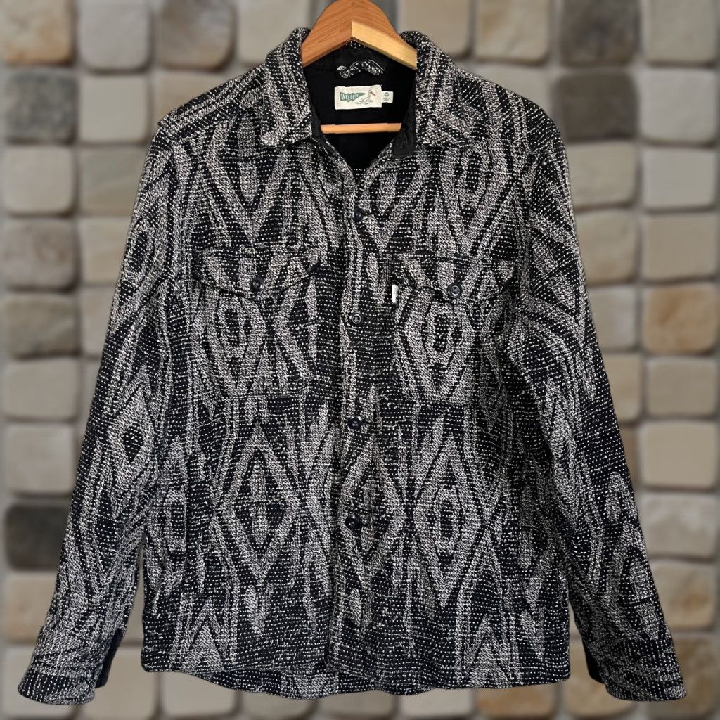 Vintage Wellen Men's Jacquard Overshirt Jacket 100% Organic Cotton Sz M Black Diamond Vintage Mens Jacket Overshirt Pockets Modern Casual Size US M / EU 48-50 / 2 - 1 Thumbnail