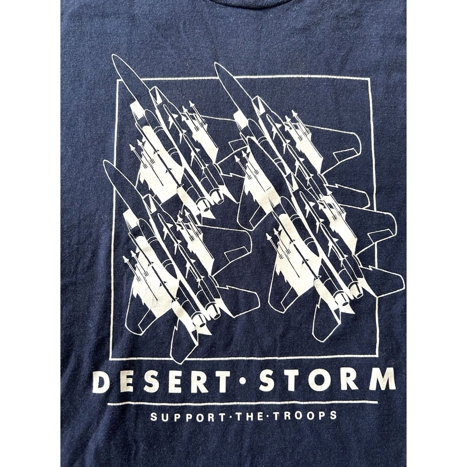 Vintage VINTAGE Desert Storm Support Our Troops Single Stitch Mens Size L Navy Blue T-Shirt Military 90s Mens Size US L / EU 52-54 / 3 - 3 Thumbnail